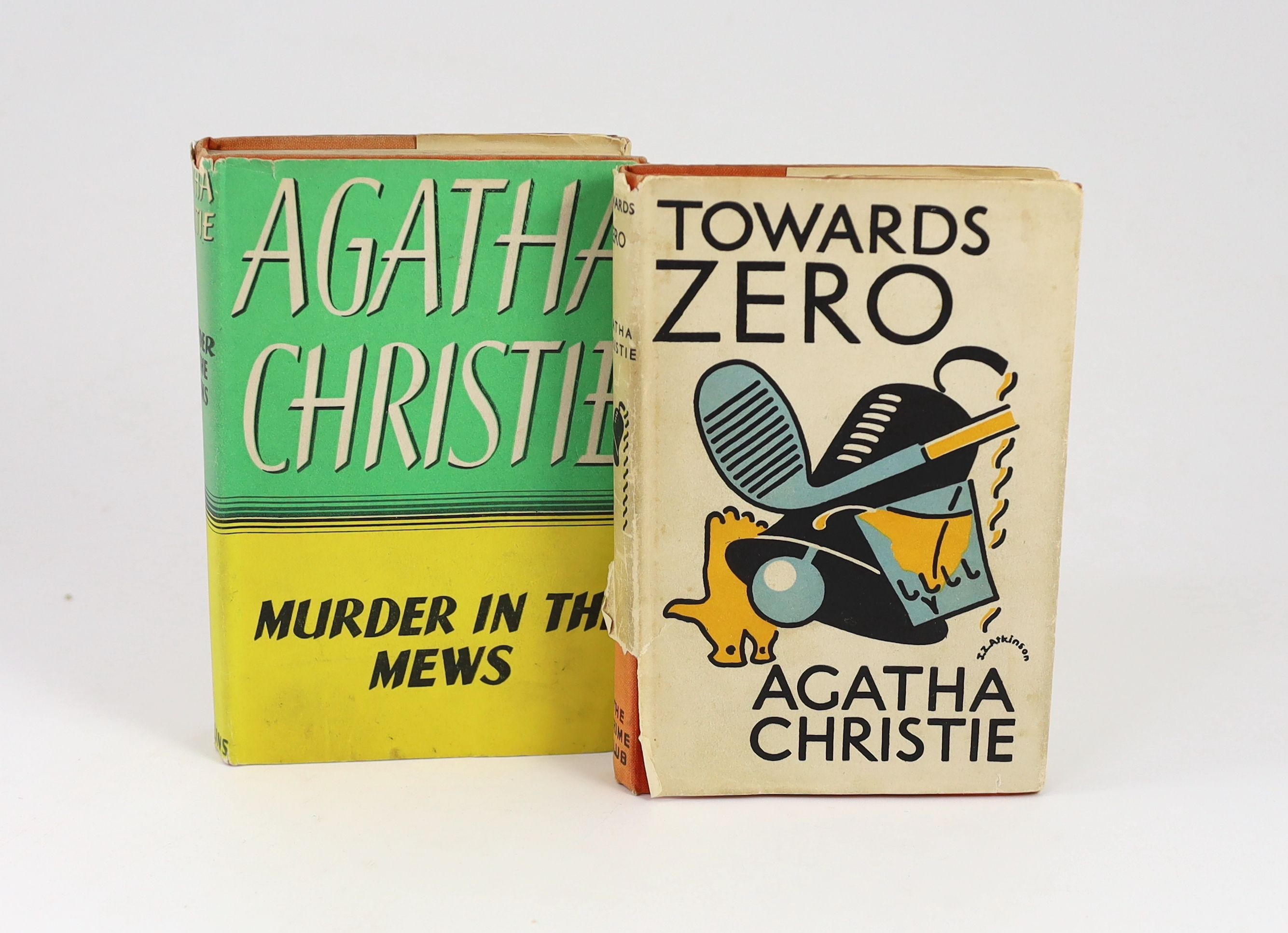 Christie, Agatha - Towards Zero, 1st edition, 8vo, cloth, in torn, unclipped d/j, ownership inscription to front fly leaf, The Crime Club, London, 1944 and Murder in the Mews, 3rd impression, 8vo, cloth, in unclipped d/j